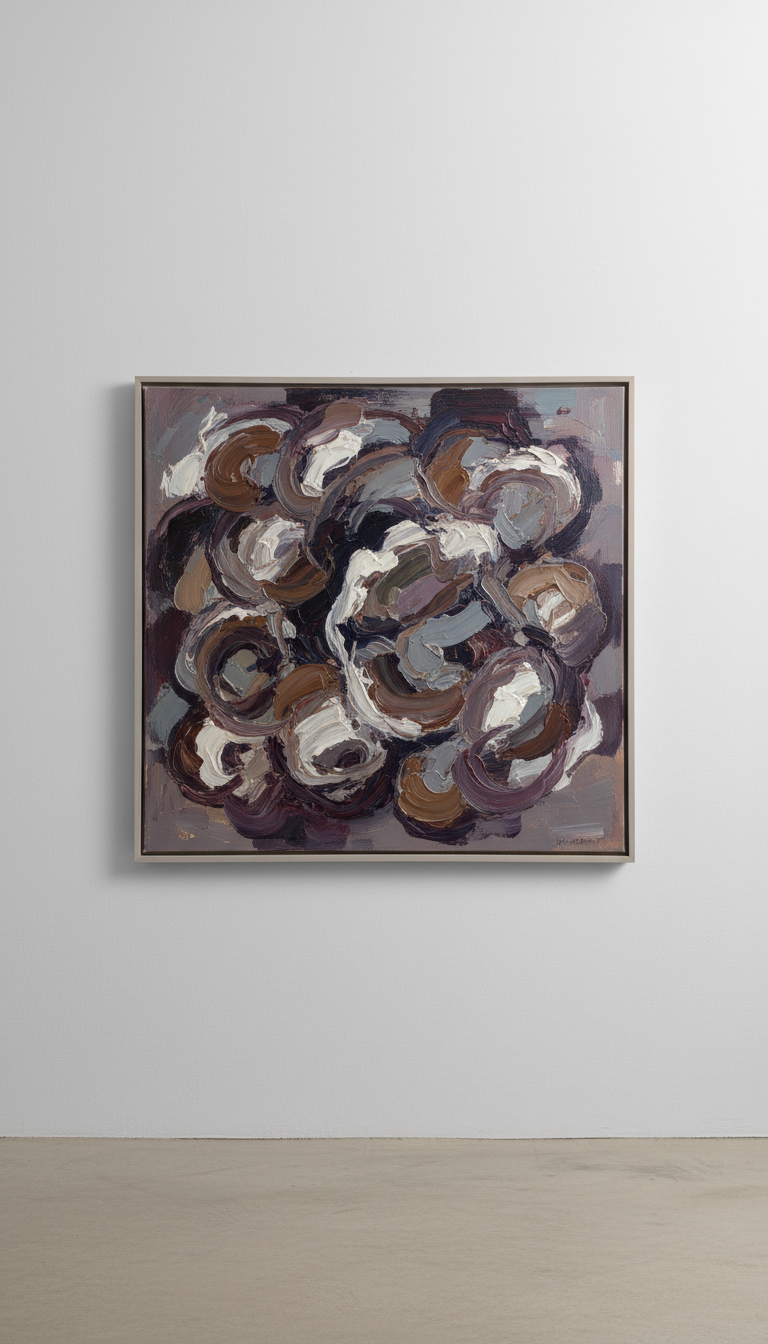 Deep Plum Gesture Oil Canvas
