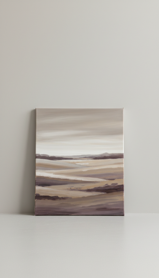 Muted Taupe Fields Acrylic Canvas