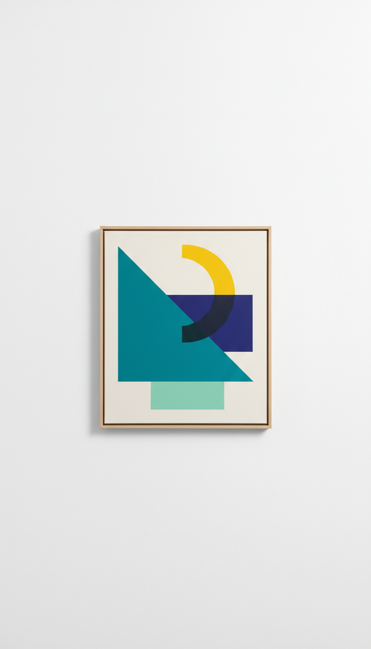 Teal Canvas Geometric Composition on Canvas